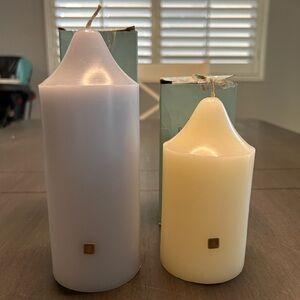 2 Partylite VTG scented bell-top pillar candles. 3x7 Hydrangea 3X5 vanilla NEW